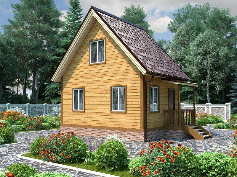 Проект дачного дома ДД44. Фасад 1