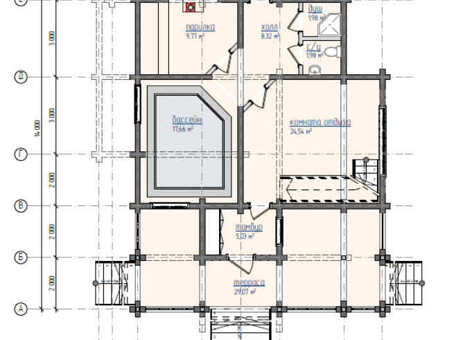План 1этажа бани