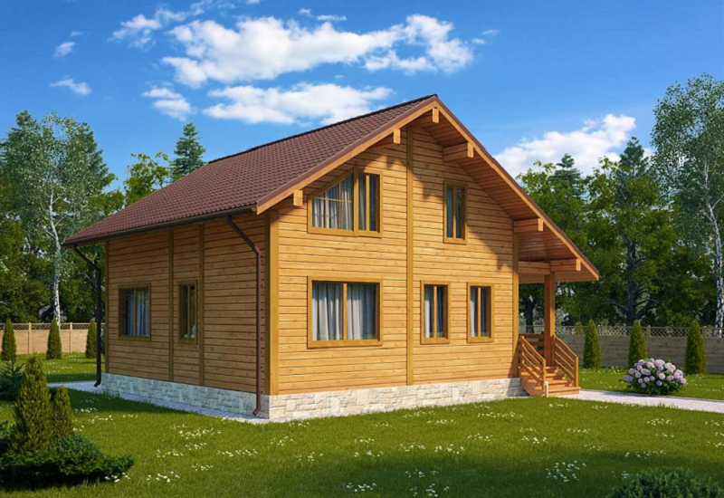 Проект каркасного дома КР134. Фасад 2
