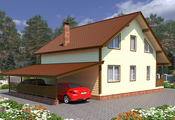 Проект каркасного дома КР196. Фасад 3