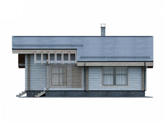 Проект одноэтажного дома из клееного бруса КБ104-3 с террасой. Фасад 3