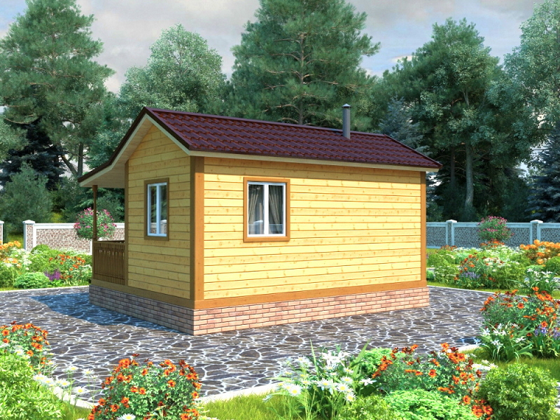 Проект каркасной бани Б30. Фасад 4