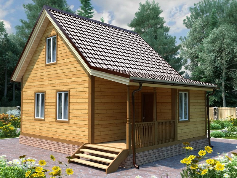 Проект дачного дома ДД73. Фасад 1