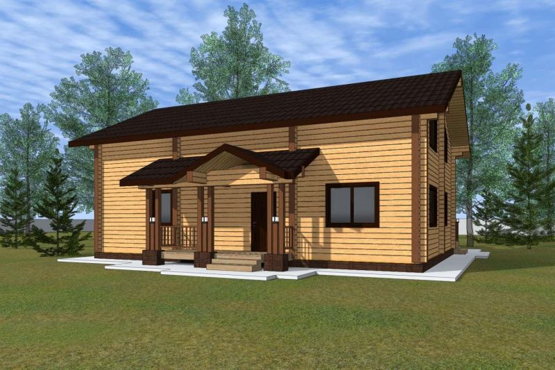 Проект дома из клееного бруса КБ226. Фасад 2