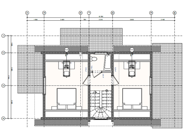 Проект двухэтажного дома из клееного бруса КБ125-1. План 2 этажа